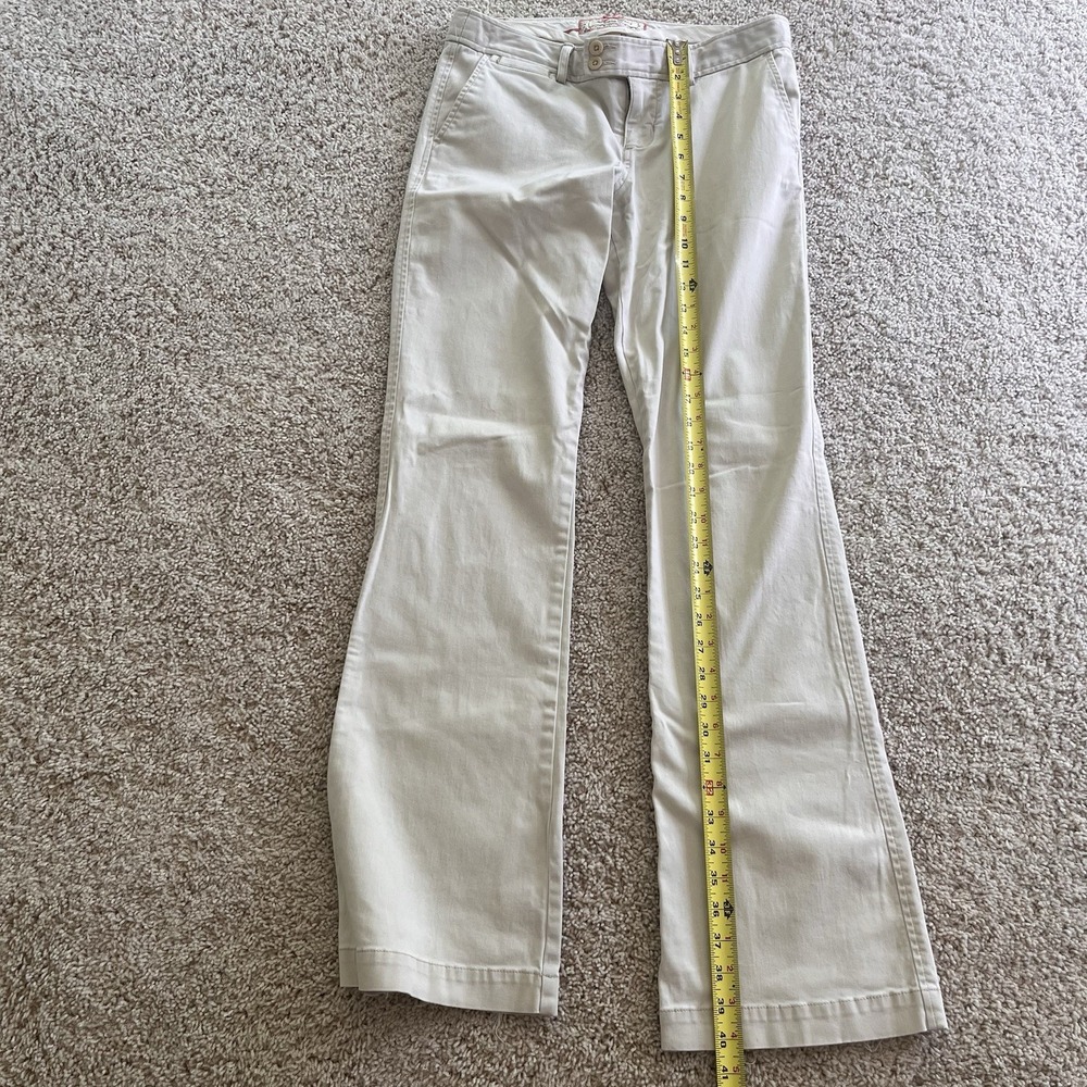 Vintage Y2K Abercrombie Fitch Low Rise Khaki Flare Pants 6 Long Tan Preppy - Picture 9 of 13
